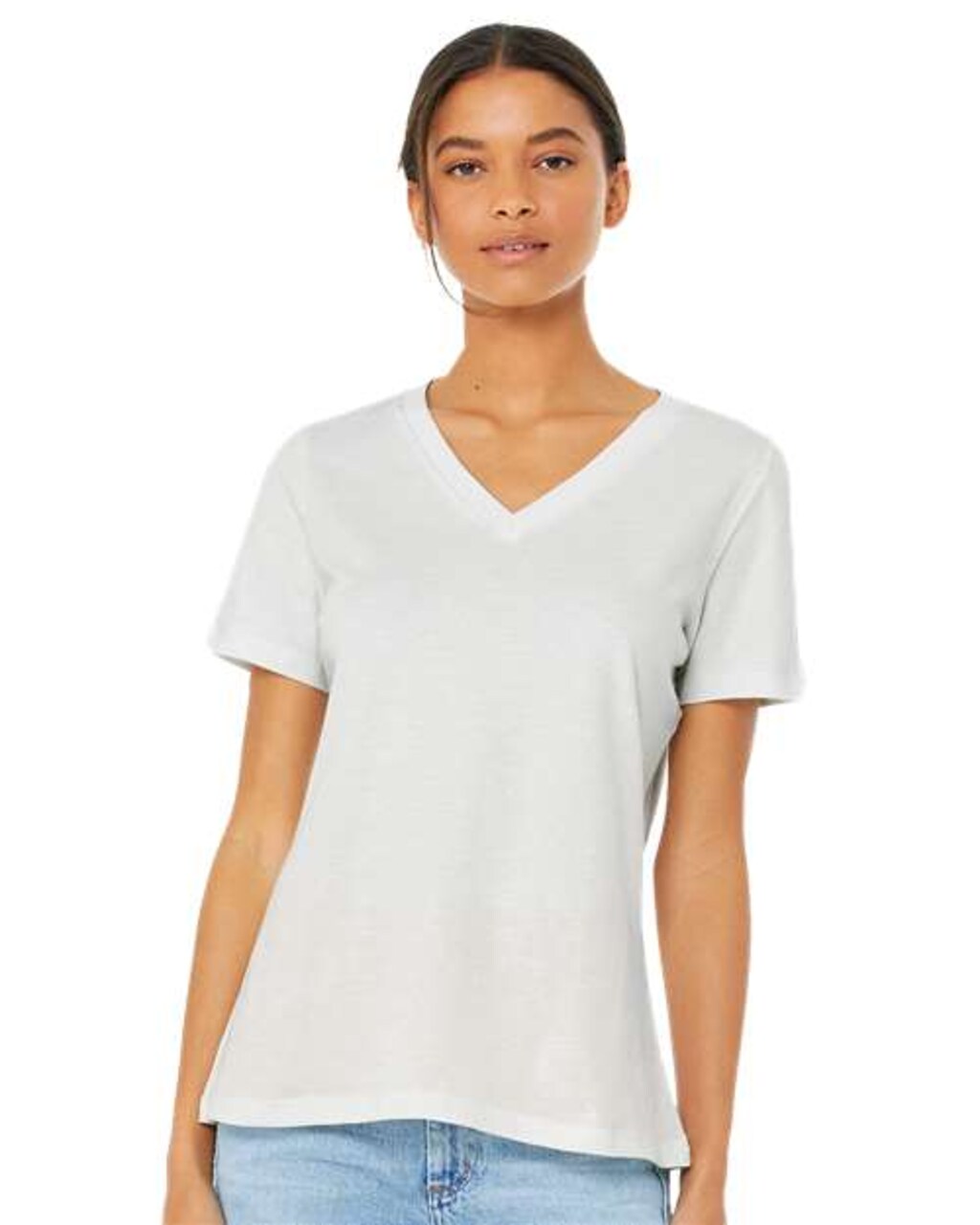 BELLA + CANVAS Women’s Jersey Slim Fit V-Neck Short Sleeve T-Shirt for Feminine Style & Custom Print Tee